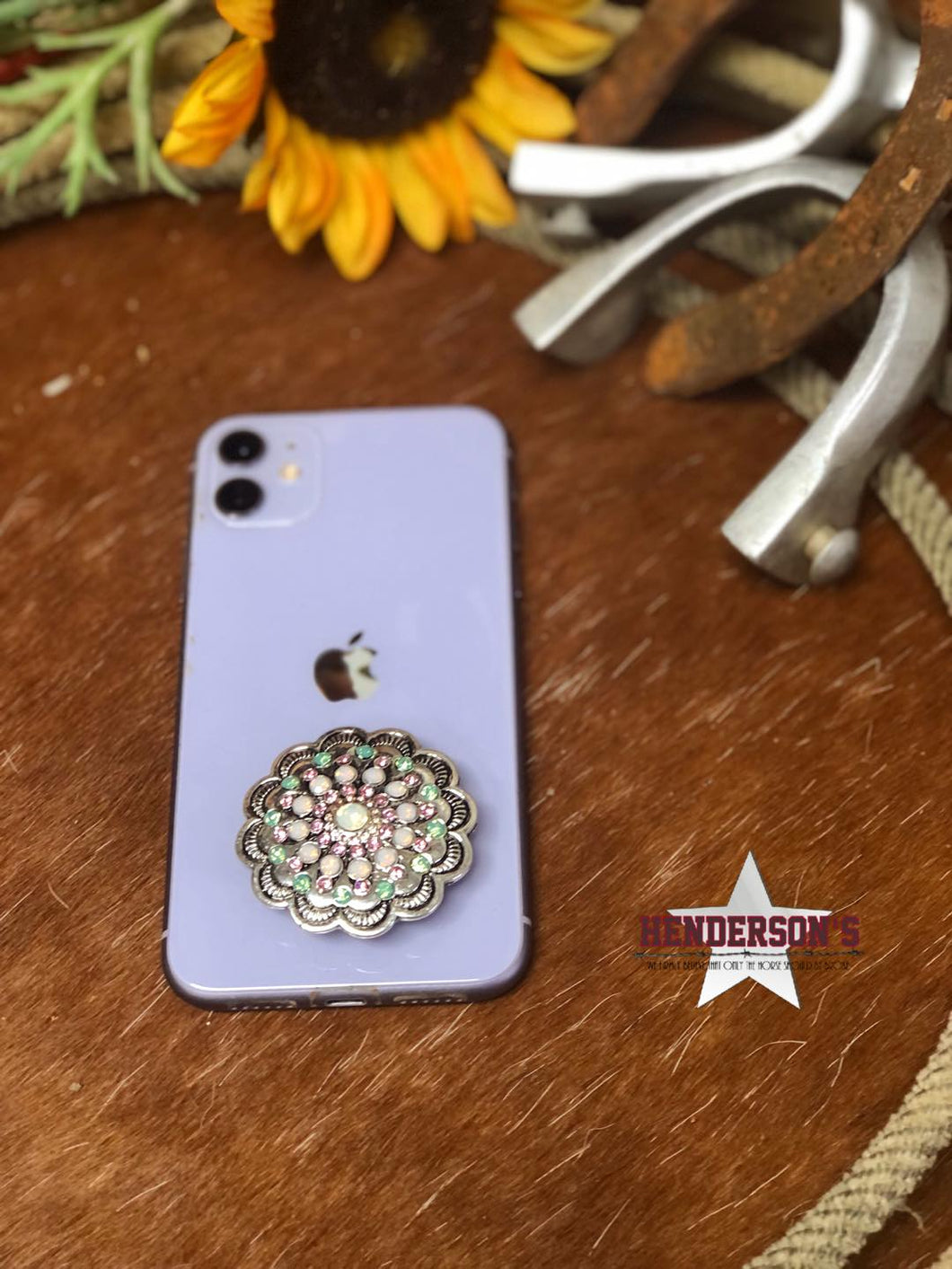 Phone Grip ~ Round Floral Concho - Henderson's Western Store