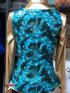 Load image into Gallery viewer, Pretty Teal Show Vest - Henderson&#39;s Western Store