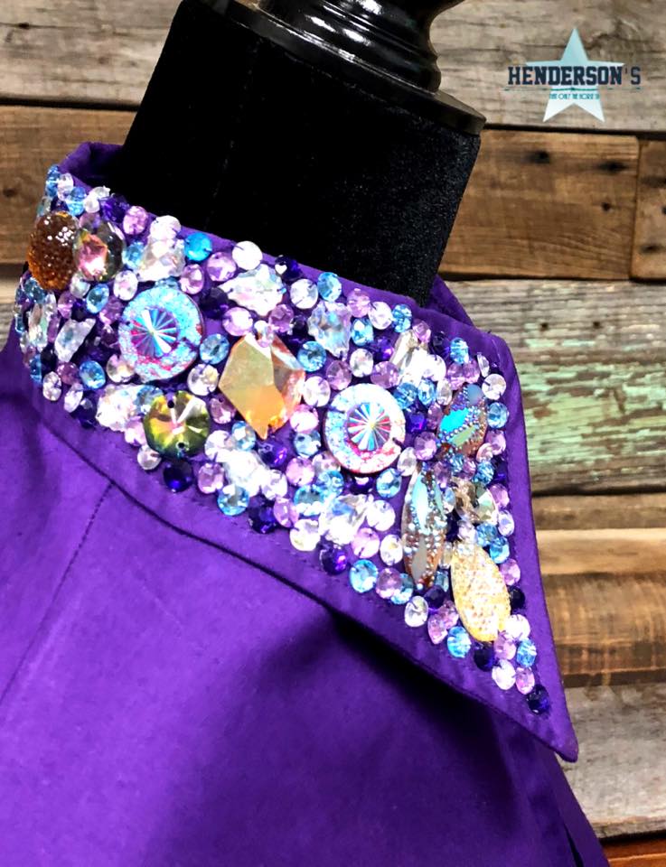 Fitted Zip Front Bling Collar ~ Youth ~ Purple - Henderson's Western Store