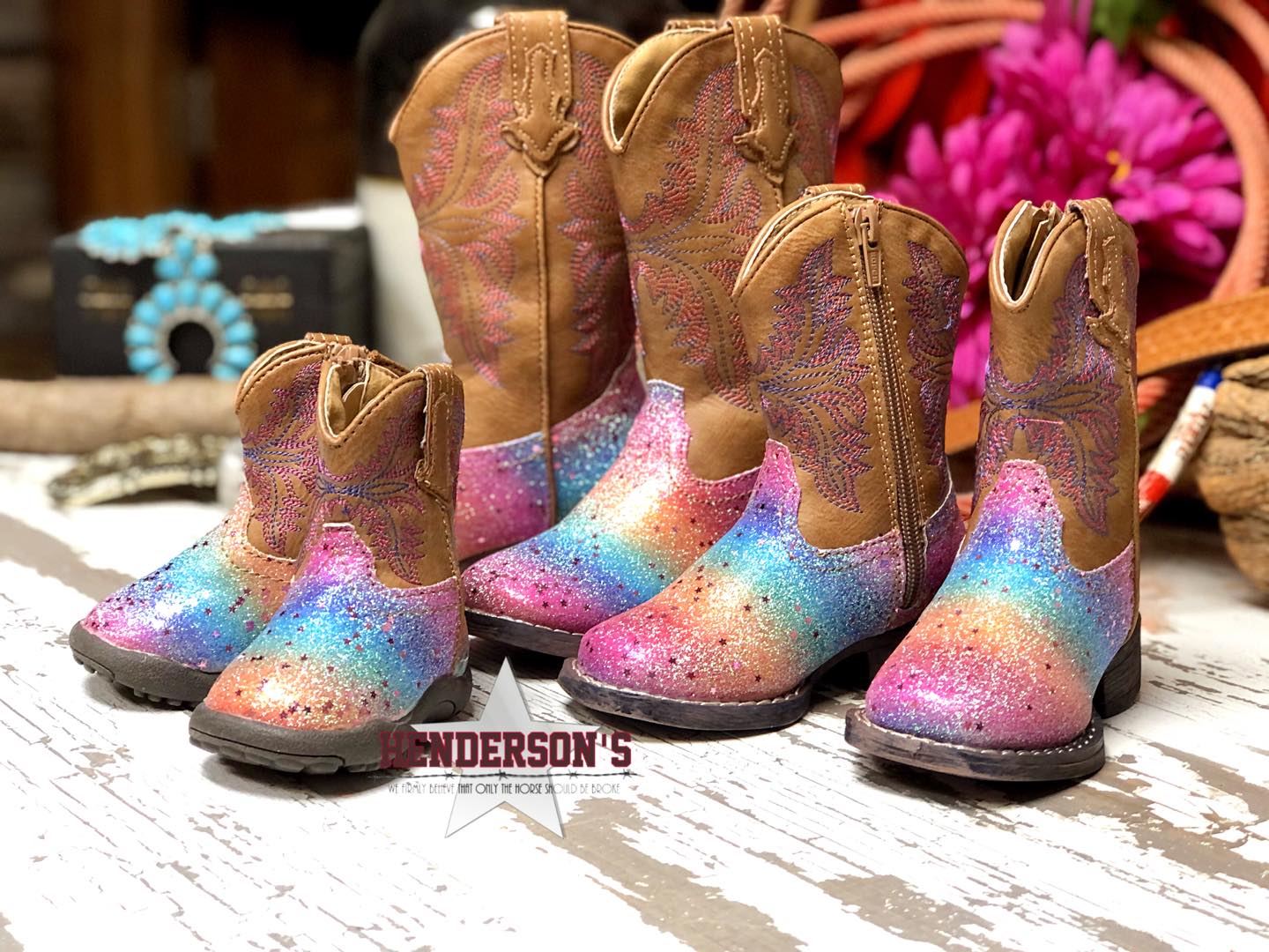 Rainbow Glitter Boots Girls Boots Roper   