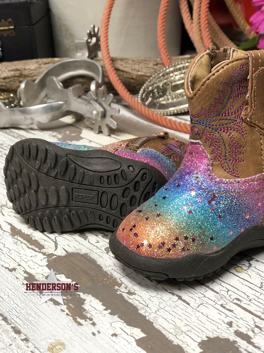 Rainbow Glitter Boots Girls Boots Roper   