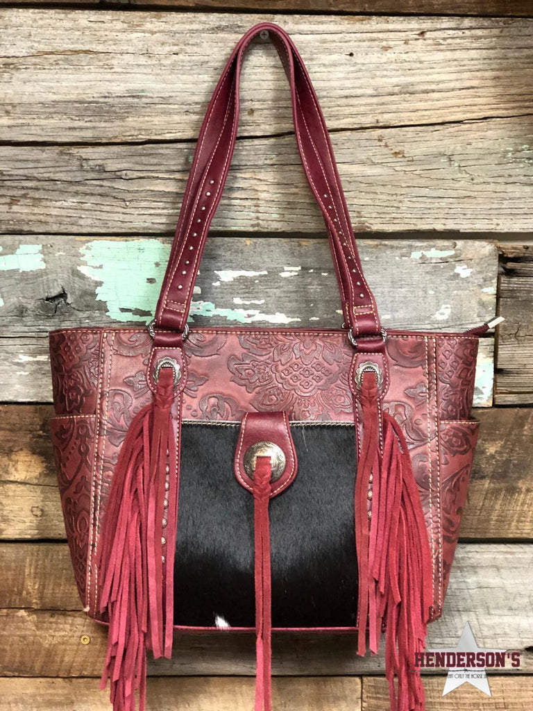 Hair On Leather Tote W/ Fringe ~ Concealed Carry - Henderson's Western Store
