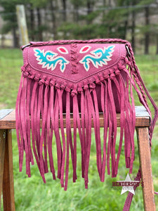 Load image into Gallery viewer, Wrangler Leather Fringe Crossbody ~ Red - Henderson&#39;s Western Store