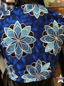 Load image into Gallery viewer, Royal W/Teal Flowers Bolero - Henderson&#39;s Western Store