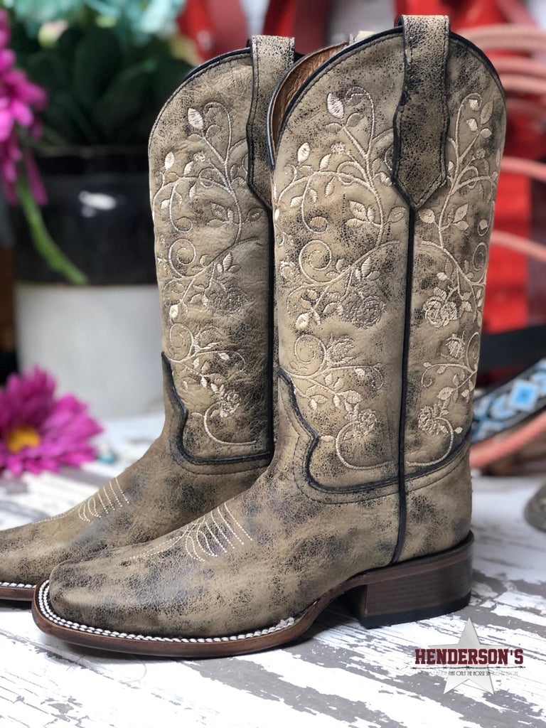 Sand Floral Embroidery Boots by Circle G - Henderson's Western Store