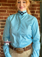 RHC Ladies Hunt Shirt ~ Teal Stripe - Henderson's Western Store