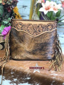 Load image into Gallery viewer, Tooled Leather Cowhide Hobo by Montana West - Henderson&#39;s Western Store