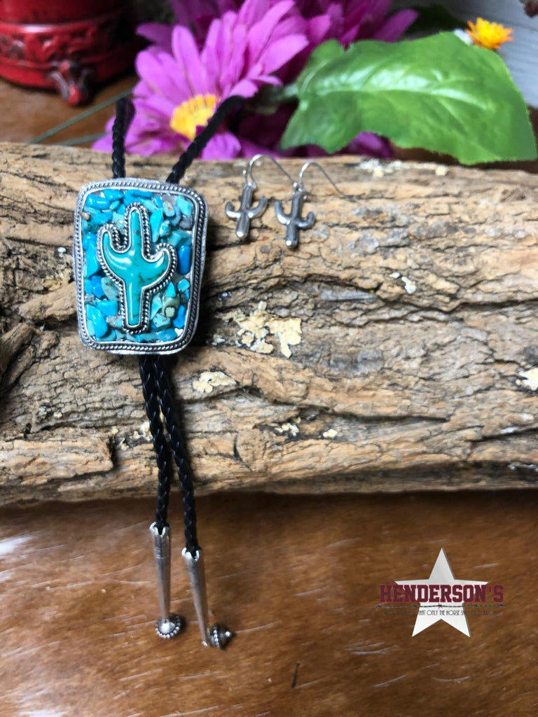 Turquoise Cactus Bolo Set - Henderson's Western Store