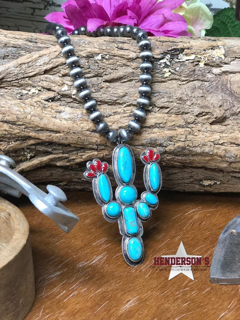 Turquoise Cactus Necklace - Henderson's Western Store