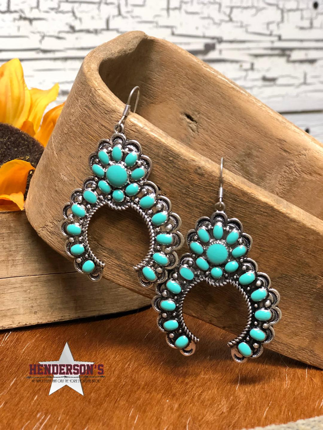 Turquoise Squash Blossom Earrings - Henderson's Western Store