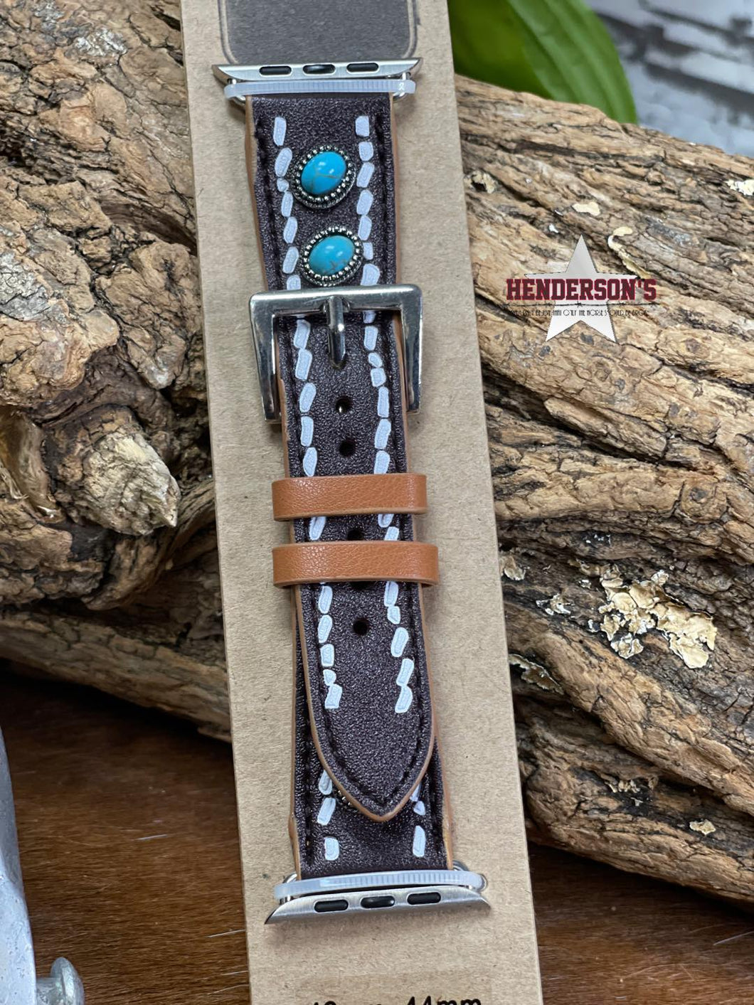 Leather Watch Band ~ Turquoise Stone - Henderson's Western Store