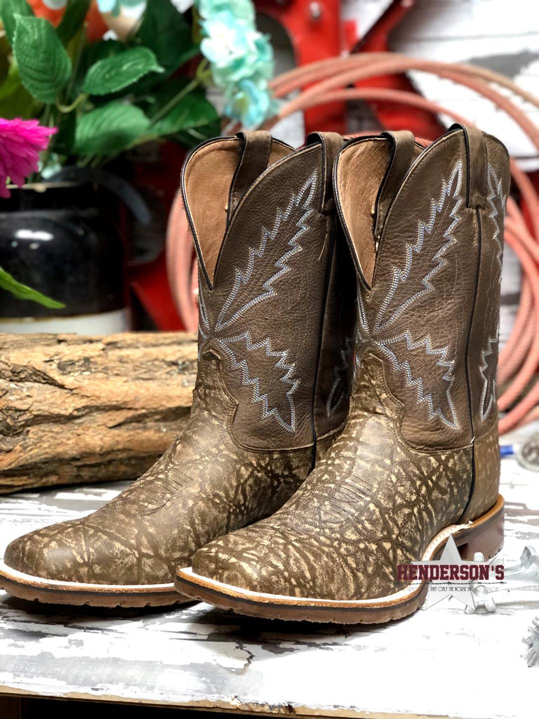 Tony Lama Bowie Boots ~ Brown Print Cowhide - Henderson's Western Store