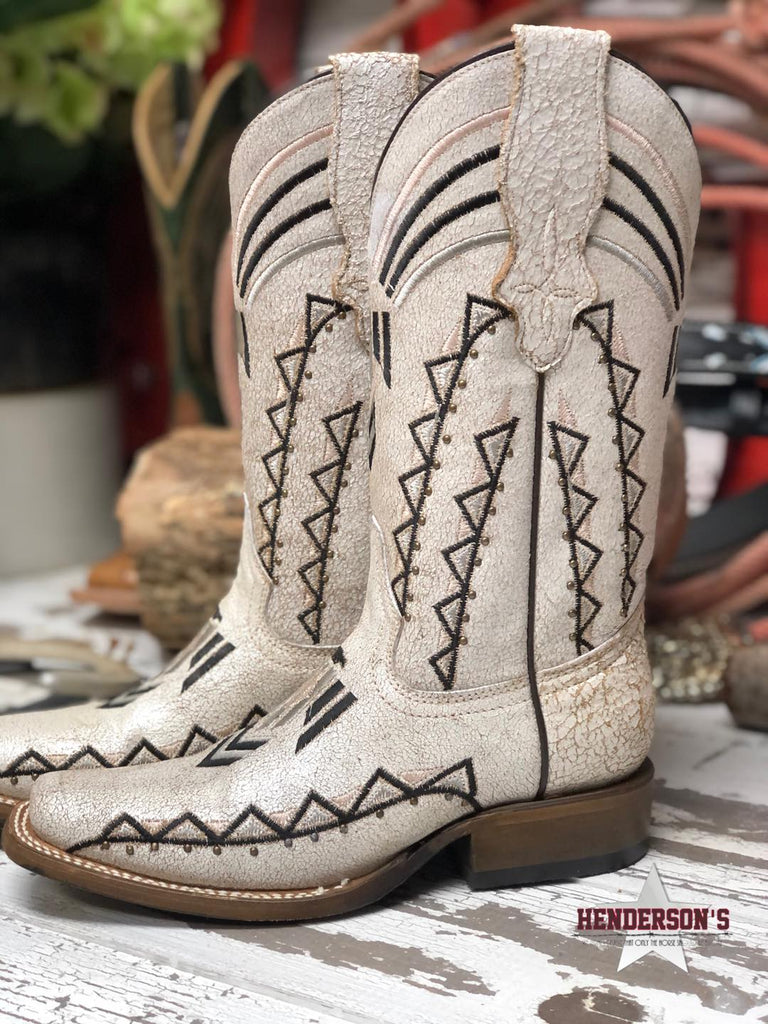 Embroidered White Cowhide Women's Boots Corral   