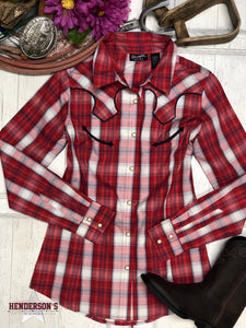 Load image into Gallery viewer, Wrangler Retro Red Plaid Women&#39;s Tops Wrangler   