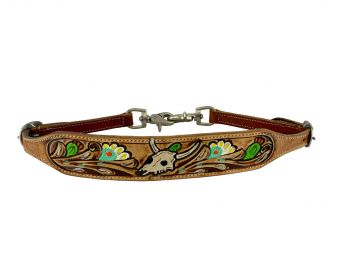 Wither Strap Painted~ Floral Skull - Henderson's Western Store