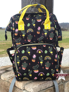 Load image into Gallery viewer, Diaper Backpack ~ Yellow Cactus - Henderson&#39;s Western Store