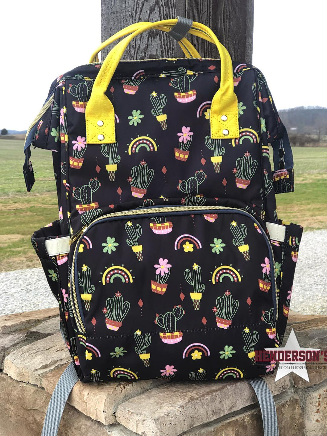 Diaper Backpack ~ Yellow Cactus - Henderson's Western Store
